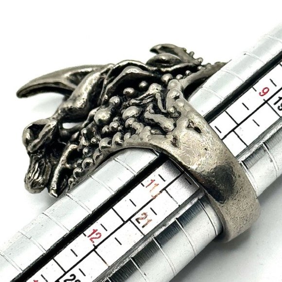 Axel Stocks Very Fine Girl on Spikes Ring Signed Unisex SZ US 10 Metal Messiah - Picture 12 of 13